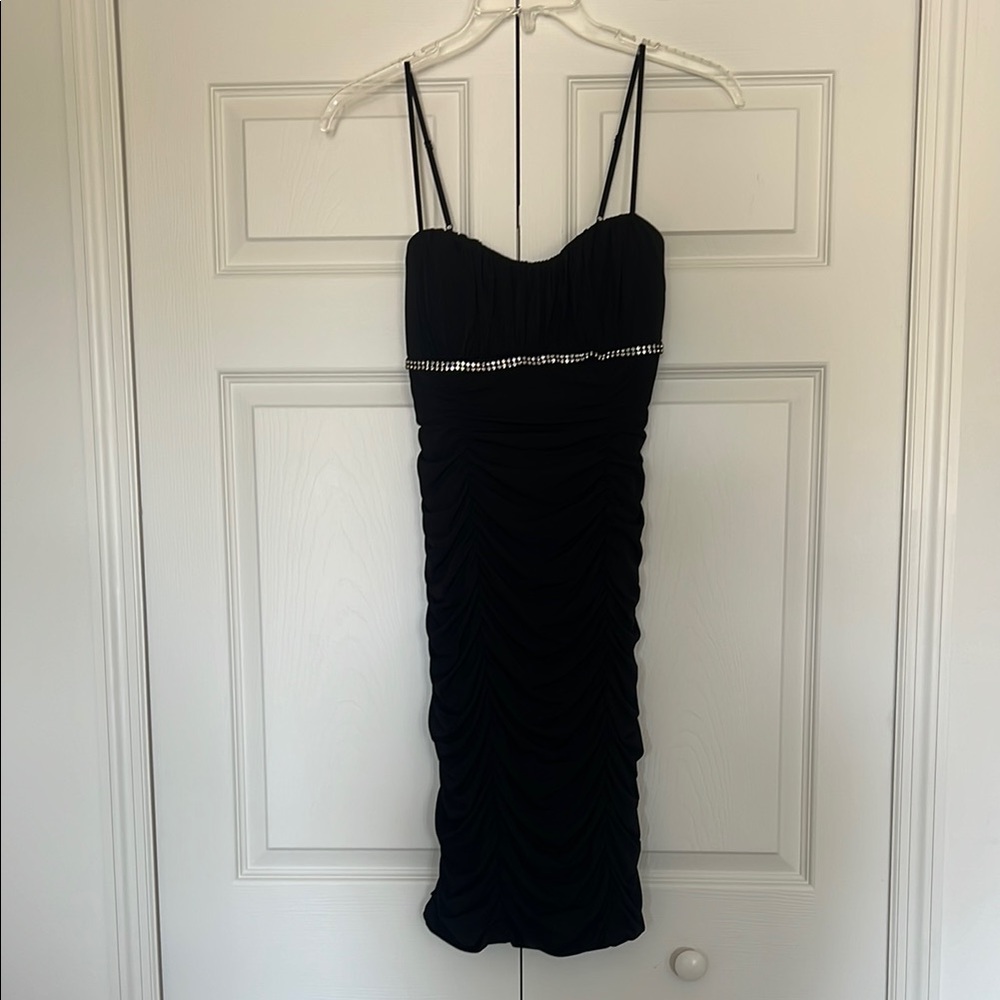 Vintage 2000s Elegant Black Dress with Rhinestone Detail
